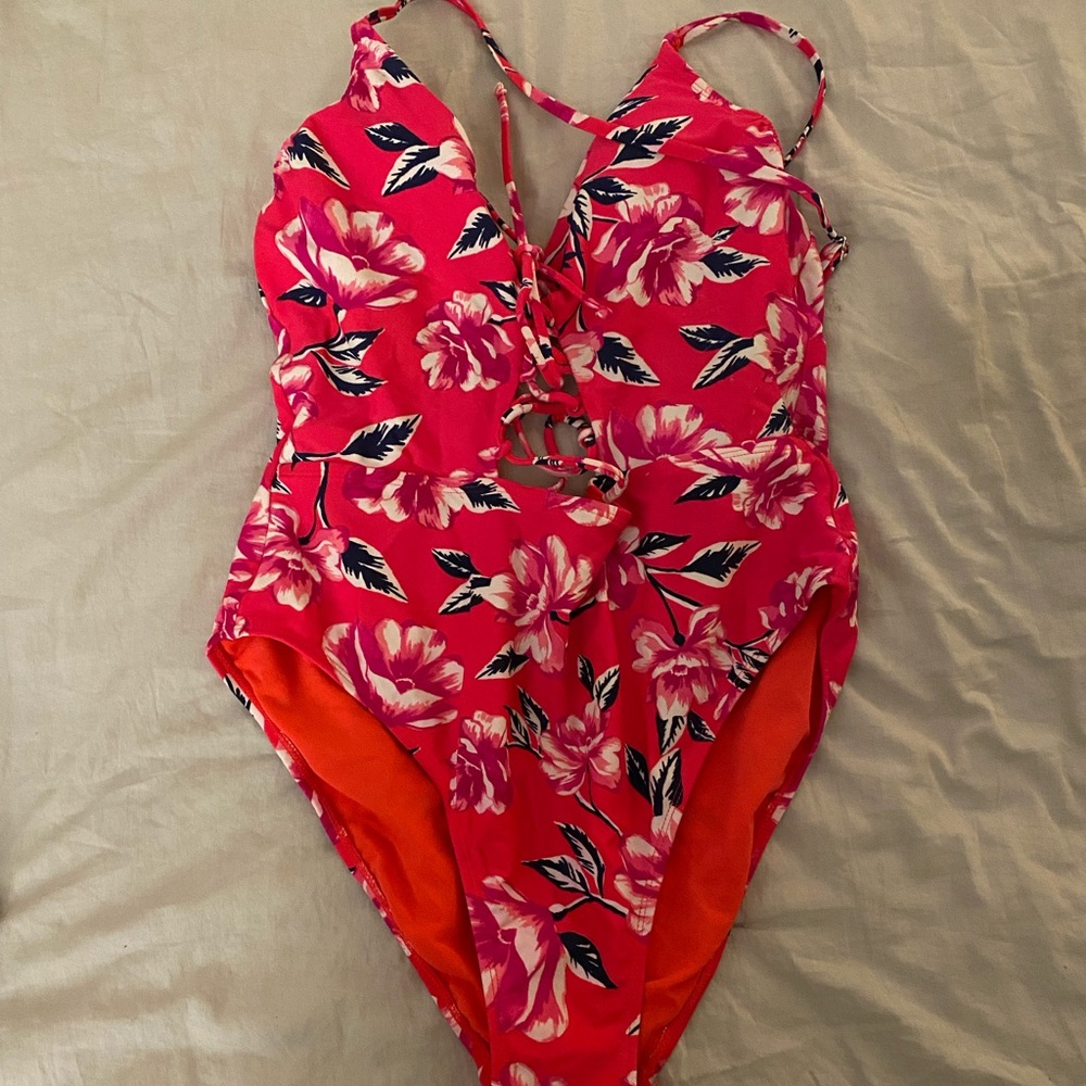pink floral one piece bathing suit!